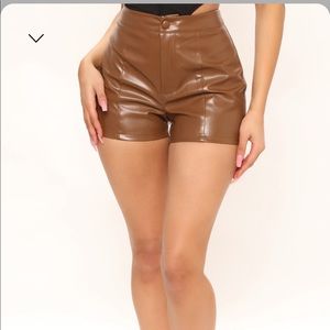 Faux leather brown shorts